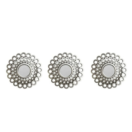 Set Of 3 Cascading Angular Orbs Matte Pewter Gray Decorative Round Mirrors 9 5 Canada This Stunning Trio Of Mini Mirrors Can Be Hung In A Cer Tered Throughout The Room Horizontally Or Vertically Creating Endless Options Features