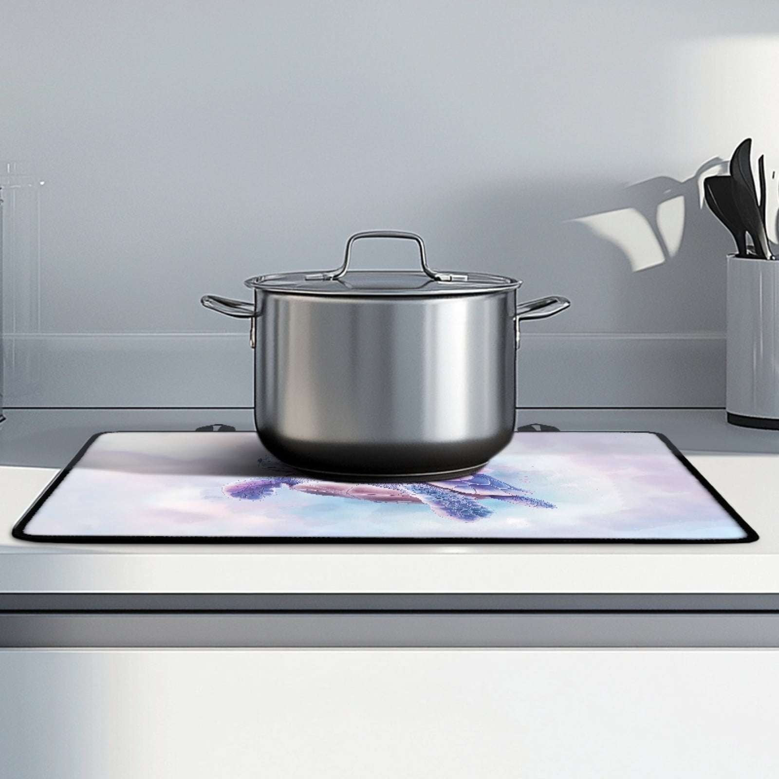 SEANATIVE Stove Top Cover for Gas Stove Foldable Ceramic Top Stove Cover Heat Resistant Glass Cooktop Covers Wear-resistant Washer Dryer Top Protector Range Cover, Sea Turtle Flower Light Violet