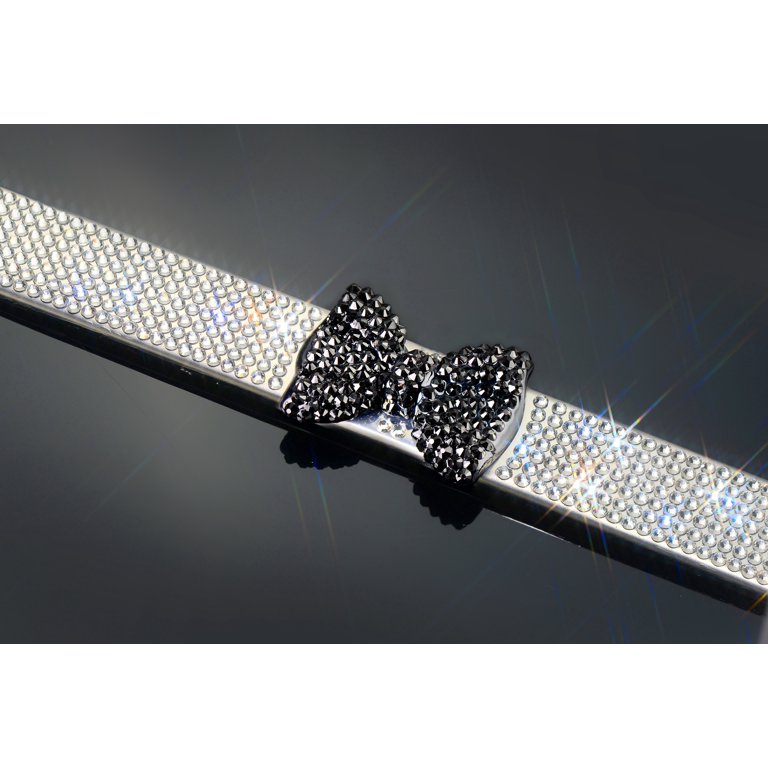 Pink Bow Tie Bling Crystal License Plate Frame - Stainless Steel, For Front Or Rear