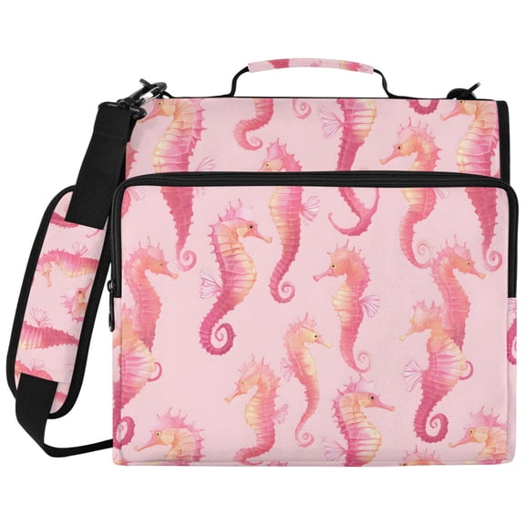 ALAZA Zipper Binder Seahorse Cartoon Pattern 2 inch 3 Ring 500 Sheet Capacity Trapper Keeper File Folder Organizer Bag