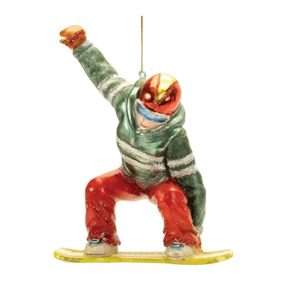 Melrose Glittered Glass Snowboarder Ornament Set of 6