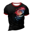 thumbnail image 5 of Men's Patriotic Print V-Neck T-Shirt, Short Sleeve Top with Chest Pocket for Workwear and Weekend Style ,Wine S, 5 of 5