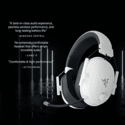 Razer BlackShark V2 HyperSpeed Wireless Gaming Headset - THX Spatial Audio - Bendable Mic - 50mm Drivers - 2.4GHz, Bluetooth or USB - 70 Hr Battery w/USB Type C Charging - White