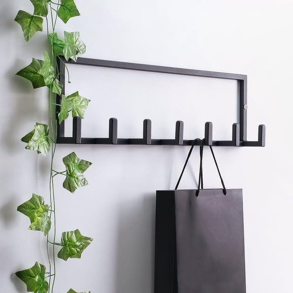 Metal Coat Rack Wall Mounted – Multi-Hook Hanging Rack for Coats, Bags & Hats – Easy Install, Rust-Resistant, Indoor & Outdoor Use (7 Hook (Small): 24''(W) x 8''(H) x 3''(D))