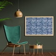 thumbnail image 2 of Floral Wall Art with Frame, Sketch of Chrysanthemums with Buds and Leaves, Printed Fabric Poster for Bathroom Living Room, 35" x 23", Blue Grey Slate Blue, by Ambesonne, 2 of 2