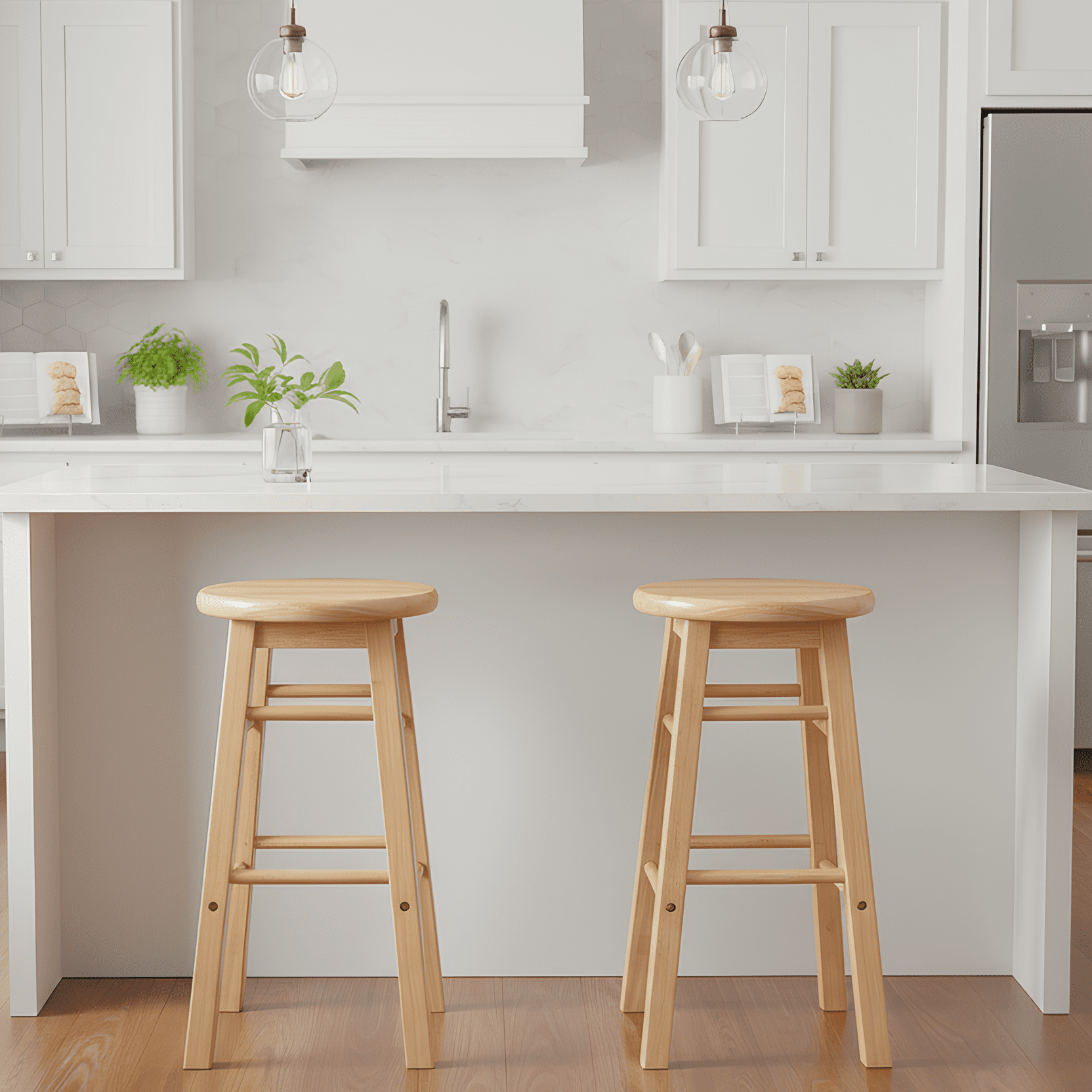 Mainstays 2-Pack 24" Backless Wood Counter Stools, Natural Finish