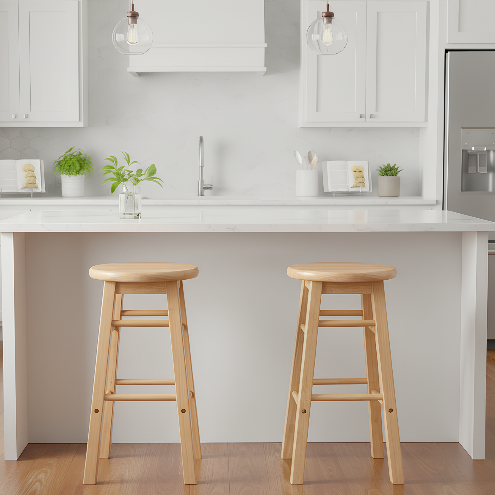 Mainstays Counter Stools, Set of 2, Natural Finish photo 2