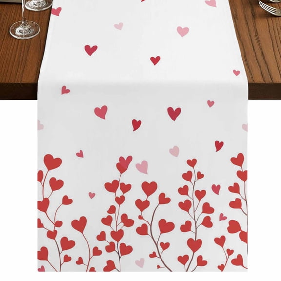 Table Runners 72 Inches Long Dress Scarves, Valentine's Day Farmhouse Kitchen Table Runner, Coffee Tablerunners, Red Love Branches Modern Minimalism 18x72 Inch