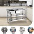 thumbnail image 4 of Eastvita Freest&ing Stainless-Steel Utility Sink With Dual Bowls 47 By 18 By 35 in Adj Legs Efficient Clog Resistant Drainage 304 Stainless-Steel Pull Out Faucet Knife Storage Open Shelf, 4 of 5
