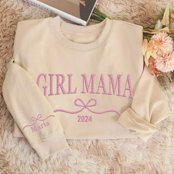 Custom Girl Mama Embroidered Sweatshirt With Kids Names Mom Of Girls Mom New Mom Gift Mother's Day