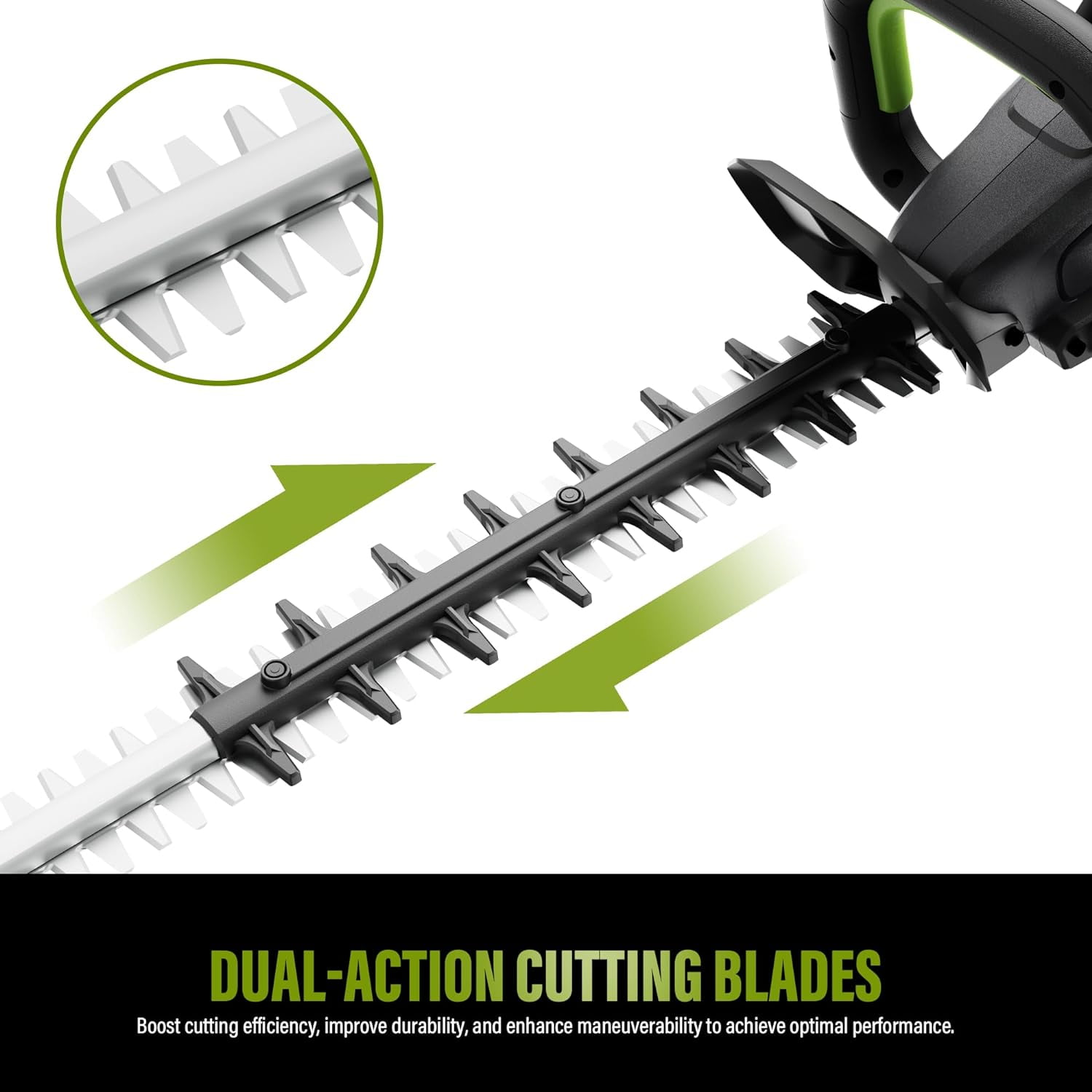 SUNTEK 40V Cordless Hedge Trimmer with 24'' Dual-Action Blade, Battery and Charger Included, Black