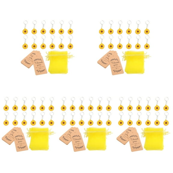 60 Sets Sunflower Keychain Bag Pendant Ring Rings Purse Charms Gift Tags Theme Party Favors Miss