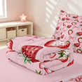 thumbnail image 5 of Erosebridal Fruit Strawberry Zipper Twin Comforter Sets with Fitted Sheet and 2 Pillowcases, Girls Bowknot Bow Zipper Bedding Set, Pink Reversible, 5 of 7