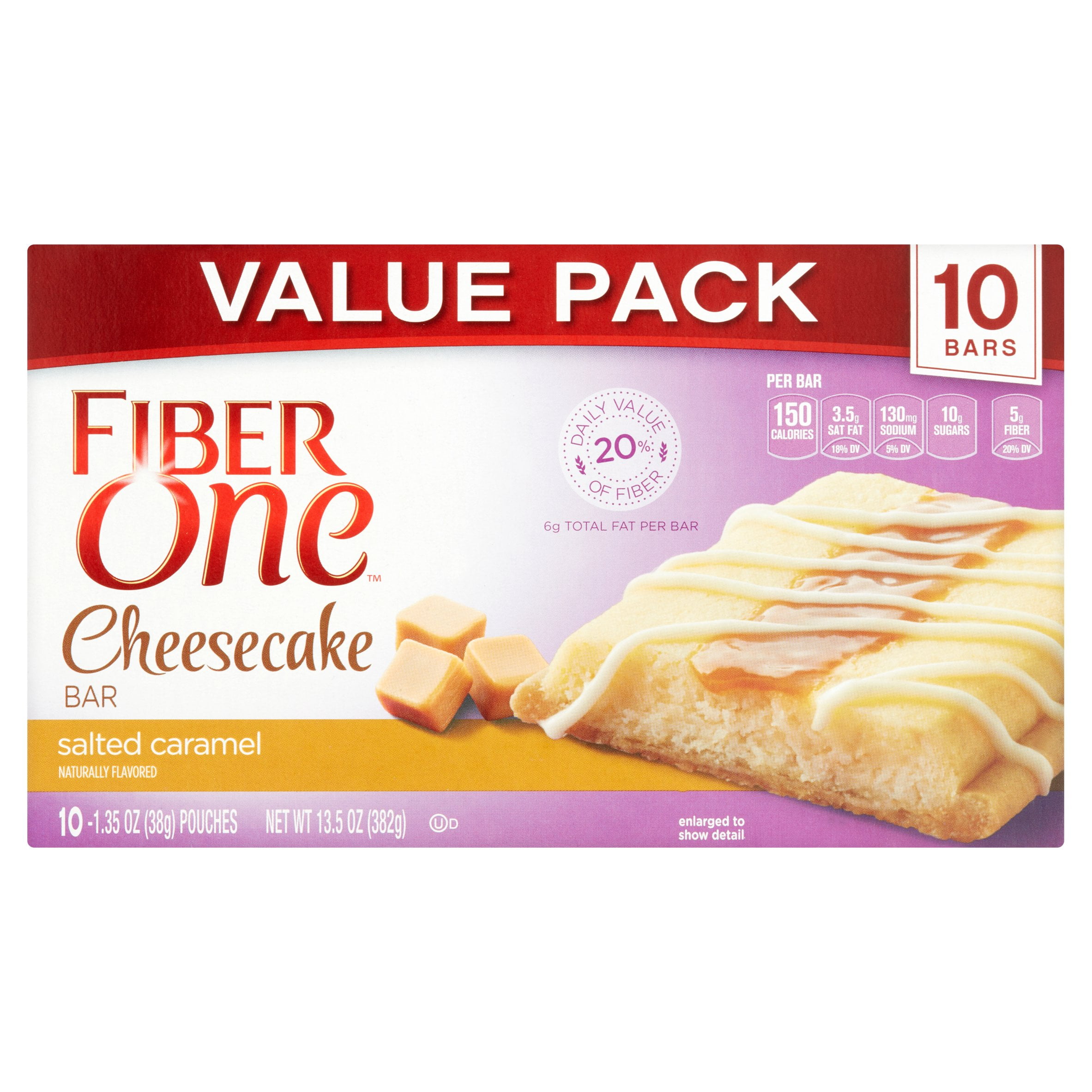 Fiber One Cheesecake Bar Salted Caramel 10 1.35 oz Bars by General Mills