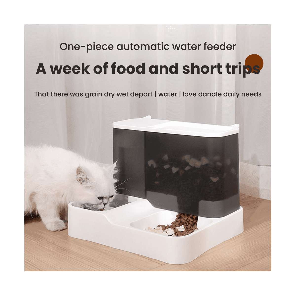 Automatic Pet Feeder, 2-in-1 Food and Water Bowl Set, Automatic Water Fountain and Food Dispenser