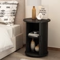 thumbnail image 3 of 18'' Fluted Round End Tables with Sliding Door, Modern Side Table Nightstands for Living Room Bedroom, Black, 3 of 7