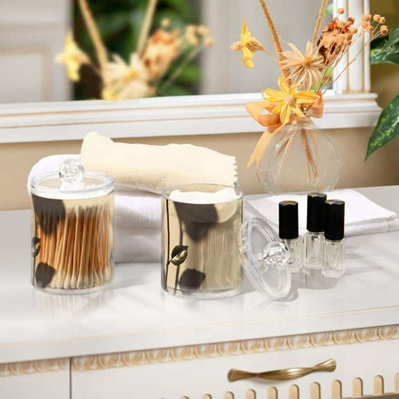 Ckdifva A Rose Storage Jar with Lid Acrylic Organization Storage Containers Set of 2