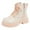 Beige, variant on Caqnni Knee High Boots, Comfortable Platform Round-Toe Boots for girls Knee High Boots Winter Lace Up Riding Flat Low Heel Shoes Size 1