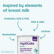 Pepticate Baby Formula, Hypoallergenic Powdered Infant Formula for Cow Milk Allergy, with Omega 3 DHA, ARA, Iron & Prebiotics, 13.2oz