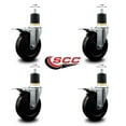 thumbnail image 2 of 5 Inch Soft Rubber Swivel 1-7/8 Inch Expanding Stem Caster Set Total Lock Brake, 2 of 2
