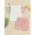 thumbnail image 4 of Bslissey Toddler Baby Boys Girls Summer 2Pcs Clothes 3M 6M 12M 18M 24M 3T Short Sleeve Letter Embroidery T-shirt + Rolled Shorts Outfits Infant Casual Short Pants Sets, 4 of 9