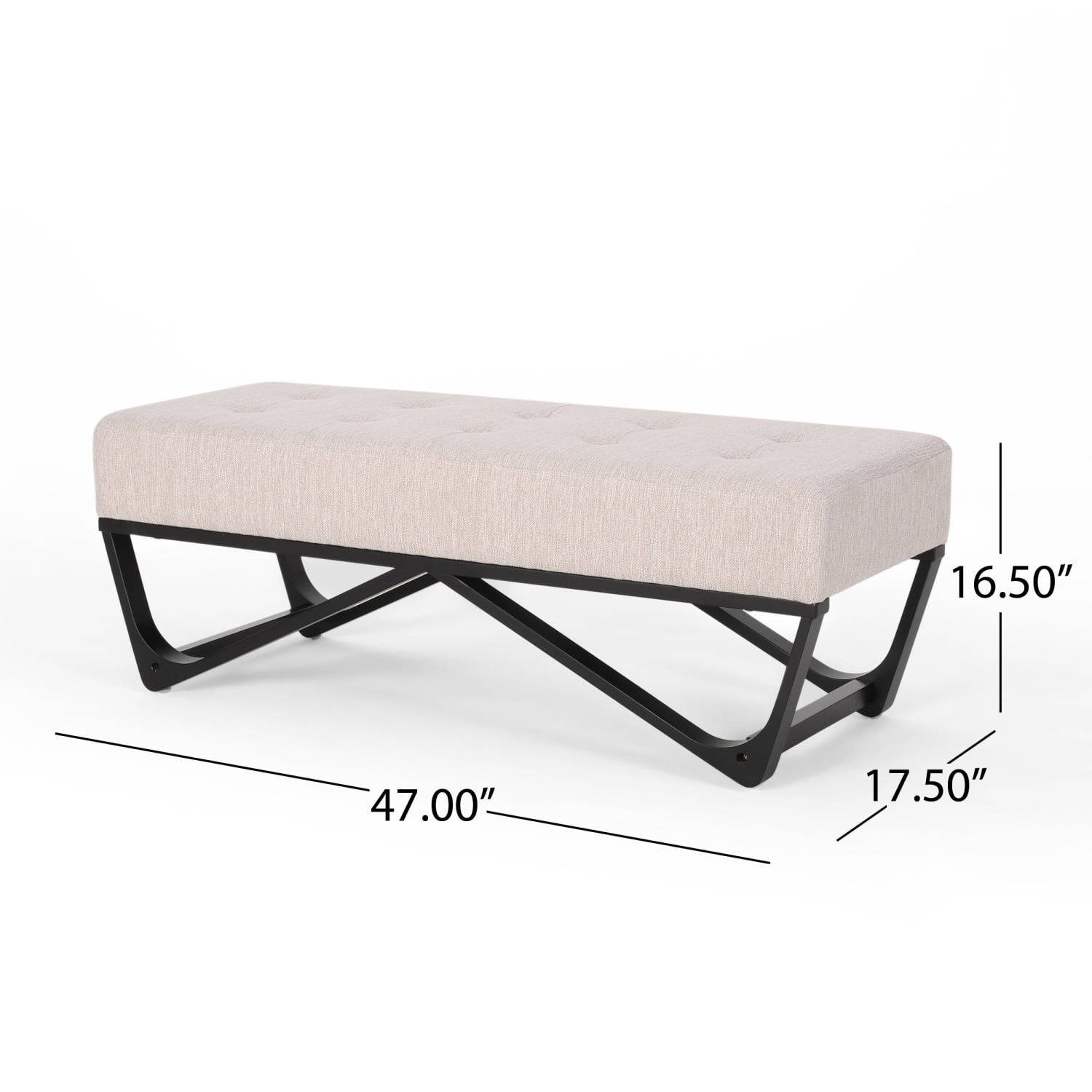 Modern Faux Wood Ottoman with Plush, Button-Tufted Top