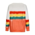 thumbnail image 7 of Womens Long Sleeve Crewneck Color Block Sweatshirt Tops Casual Striped Printed Loose Fit Shirts Blouses Tunic Tops, 7 of 7