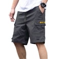 thumbnail image 2 of Homeyce Men's Flex Cargo Shorts Elastic Waistband Drawstring Short Military Outdoor Breathable Hiking Fishing Big and Tall Camo Cargo Short Multi Pocket Quick Dry Bottom,Gray 3XL, 2 of 5