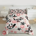 thumbnail image 3 of Manfei Rustic Cowgirl Hat Bedding Comforter Set, Fashion Cow Print Twin Comforter Sets, Kawaii Pink Blossoms Floral Reversible Bedding Set, Microfiber Bedroom Decor, 2pcs, 3 of 9