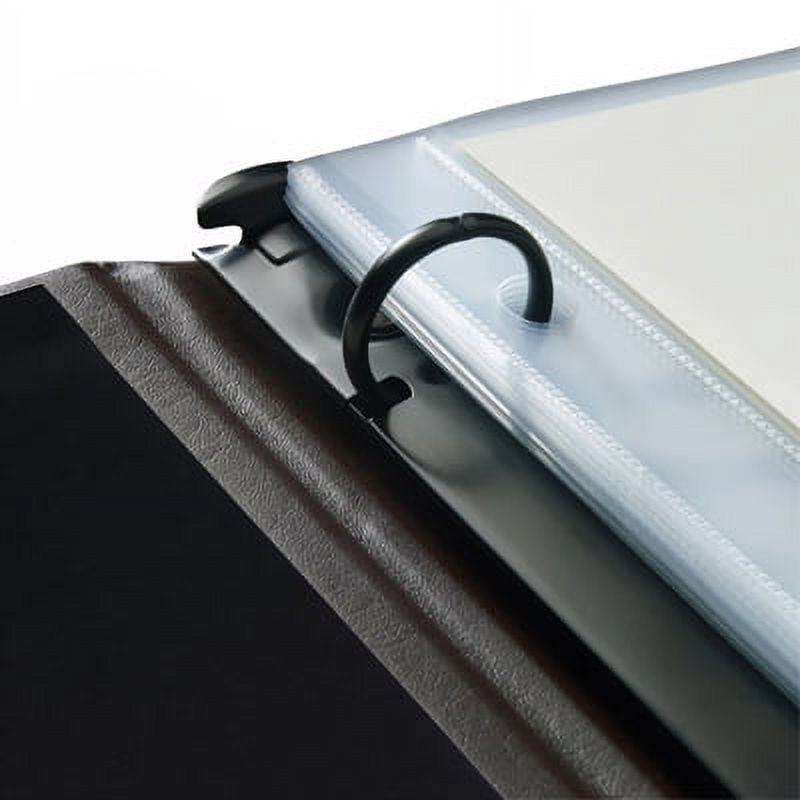 Leather .75" Presentation Binder Without Window by Gallery Leather, Hubbed Spine, 11.75" x 10.5", Ringbound, 10 Top Loading Sheets/20 Pages, Refillable, Freeport Black