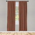 thumbnail image 3 of Ambesonne Aboriginal Curtains, Traditional Squares Art, Pair of 28"x95", Dark Salmon and Chocolate, 3 of 5