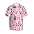 thumbnail image 2 of Daiia Funny Panda Draws A Heart Hawaiian Shirt for Men Gentle Cotton Regular Short Sleeve Casual-Small, 2 of 9
