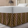 thumbnail image 1 of Yellow Damask Bed Skirt, Fish Scale Style Traditional Eastern Peacock Motif and Braid Stripes, Elastic Bedskirt Dust Ruffle Wrap Around for Bedding Decor, 4 Sizes, Yellow and Purple, by Ambesonne, 1 of 2