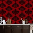 thumbnail image 2 of Vintage Peel and Stick Wallpaper Black Red Floral Damask Vintage Elegance baroque Wall Mural 17.7in x 9.8ft Self Adhesive Removable Wall Paper Renter Friendly Wallpaper for Bedroom Livingroom Office, 2 of 8