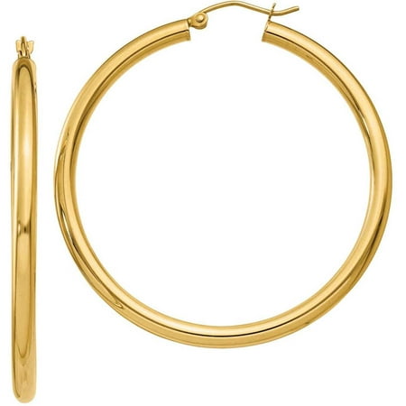 10kt Gold Polished 3mm Round Hoop Earrings