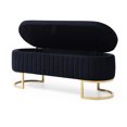 thumbnail image 7 of Oval Storage Bench, Upholstered Velvet End of Bed Bench, Storage Ottoman Bench with Golden Metal Legs, Modern Entryway Bench Fully Assembled Except Legs, 7 of 7
