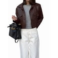 thumbnail image 3 of Women Leather Jacket Fall Clothes Long Sleeve Button Down Winter Coats Oversized Motorcycle Outwear Dark Brown S, 3 of 9