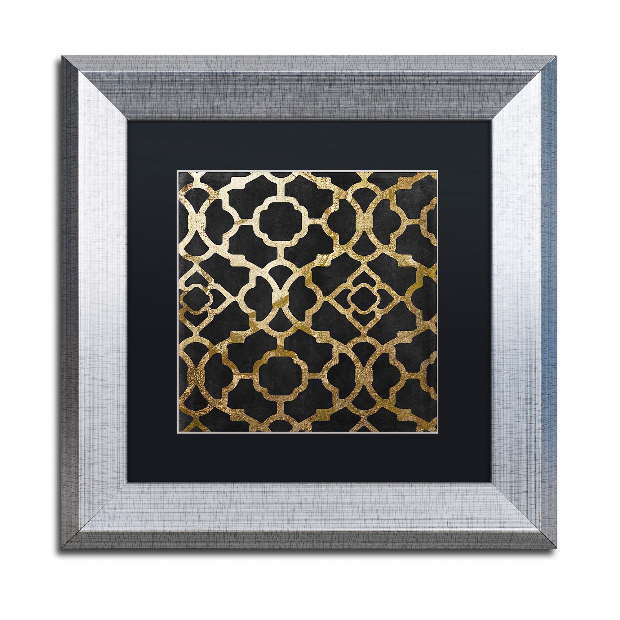 Trademark Fine Art "Moroccan Gold IV" Canvas Art by Color Bakery, Black Matte, Silver Frame