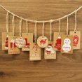 thumbnail image 2 of QUETO 100 Pieces Christmas Kraft Paper Gift Tags Hang Labels with Red and Black Plaid Snowflake Christmas Tree Elk Patterns and 9.8inch Twine Rope for Christmas, 2 of 5