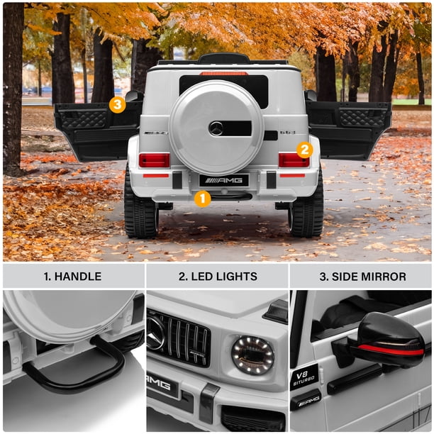12V Voiture Électrique Enfant, sous Licence Mercedes G63 AMG Véhicule Électrique, Télécommande de Voiture Électrique, 3 Vitesses, Klaxon, LED, Musique, USB, Bluetooth, pour Garçons, Filles, Noir 12V Voiture Électrique Enfant, sous Licence Mercedes G63 AMG Véhicule Électrique, Télécommande de Voiture Électrique, 3 Vitesses, Klaxon, LED, Musique, USB, Bluetooth, pour Garçons, Filles, Noir