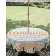 thumbnail image 2 of Outdoor Tablecloth with Umbrella Hole Zipper Orange Green Ethnic Tribe Round Tablecloth 60" Waterproof Outside Table Cloth Boho Traditional Geometric Patio Table Cover Tablecloths for Picnic Party, 2 of 8