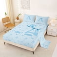 thumbnail image 2 of Erosebridal Kawaii Blue Bow Bed Sheets 4pcs For Girls Bed Sheets 4pcs,Personalized Initial A King Sheets, 2 of 5