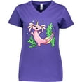 thumbnail image 3 of Inktastic Axolotl Unicorn with Rainbow Tail, Bubbles and Seaweed. Women's V-Neck T-Shirt, 3 of 5