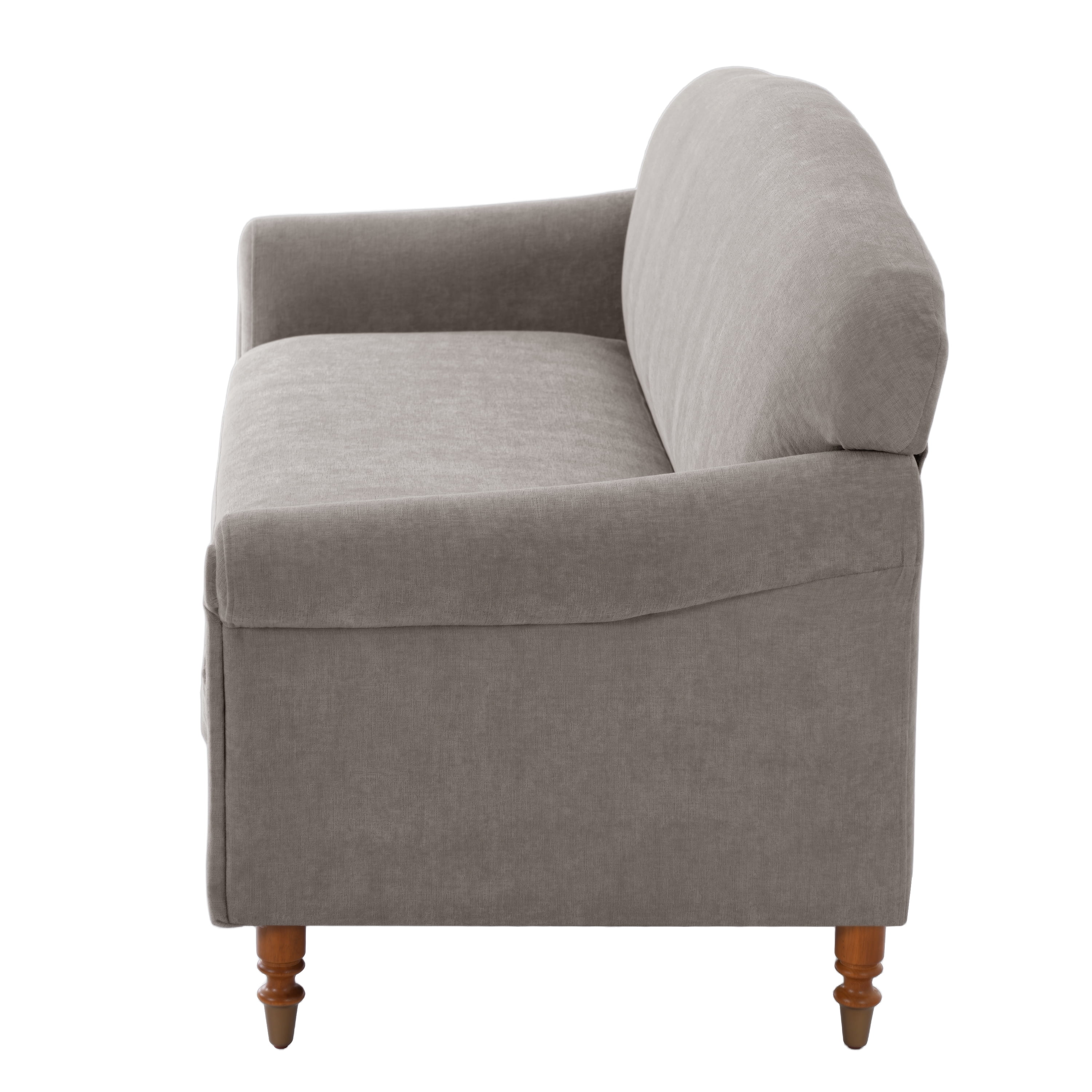 Elegant 77.5-Inch Loveseat Sofa with Rolled Arms and Chenille Upholstery, 2-Seater Couch for Living Room and Reading Corner, Brown