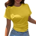 thumbnail image 3 of Womens T Shirts Ladies Lightweight Short Sleeve Tee Soft Blend Classic Crew Neck Relaxed Fit Yellow S, 3 of 7