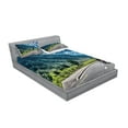 thumbnail image 2 of Ambesonne Landscape Fitted Sheet & Pillow Sham Set, Motorcyclist on Road, Full, Multicolor, 2 of 2
