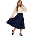 thumbnail image 6 of NAISIBABY Girls Long Skirt, Flowy Ruffle High Waist A-Line Kids Casual Tiered Maxi Skirt Navy 10T, 6 of 7