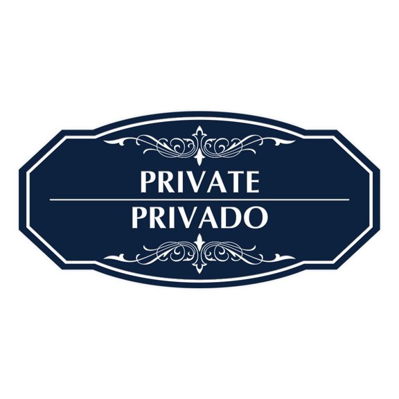 Signs ByLITA Victorian Private- Privado Bilingual Sign (Navy Blue / White) - Large