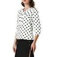 thumbnail image 4 of INSPIRE CHIC Women's Printed Elastic Cuff Bow Tie Neck Blouse M White, 4 of 8