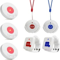 Caregiver Pager Alert Button for Seniors at Home Medical Alert That Calls Famiy for Home / Elderly / Patient / Disabled 3 Plugin Receiver   4 Emergency Button for Elderly